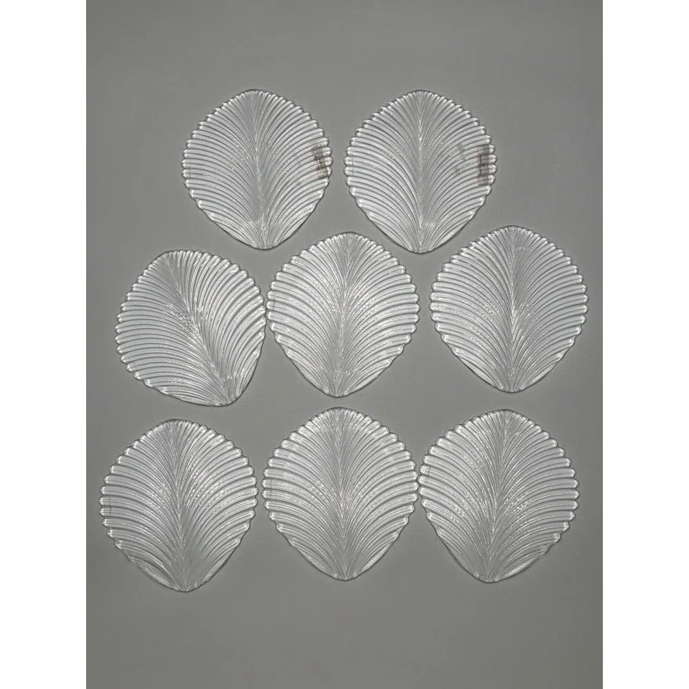Nachtmann‎ Vivendi Clear Crystal Leaf Glass Plates Set of 8 Riedel Germany 6.5in